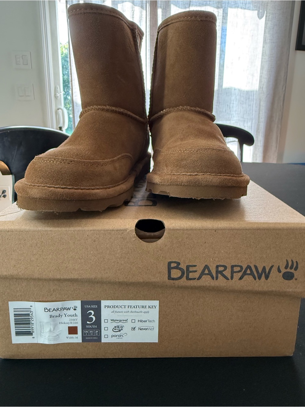 BearPaw Kids Short Suede Boots in Hickory Brown